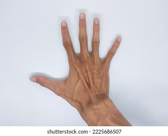 Skinny Man Right Hand On Isolated Background