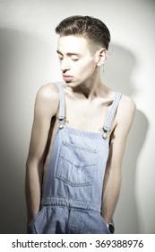 Skinny Overexposed Portrait, Young Man In 20s.