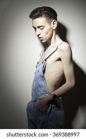 Skinny Overexposed Portrait, Young Man In 20s.