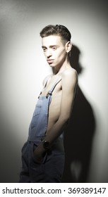 Skinny Overexposed Portrait, Young Man In 20s.