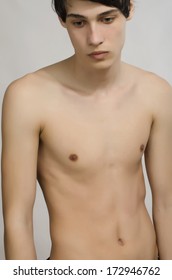 Skinny Young Man Posing Fashion, Anorexic Look, Slim Body