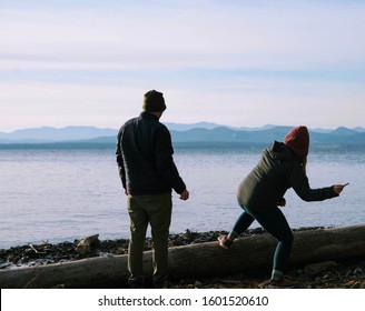 Skipping Stones On Lake In Vermont