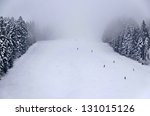 Skis path in Rila mountain, Borovetz resort, Bulgaria.