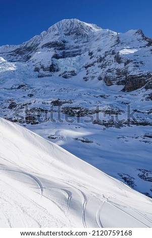 Skislopes in front of a Mountain