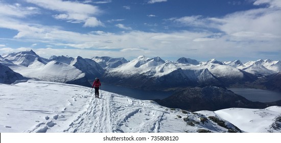 Skitour In The Romsdal Alps In Norway.