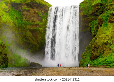 Skogafoss waterfall at Skogar village, South Iceland. One of the famous waterfall in Iceland