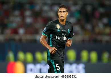 Skopje, FYROM - August 8,2017: Real Madrid Raphael Varane During The UEFA Super Cup Final Match Between Real Madrid And Manchester United At Philip II Arena In Skopje