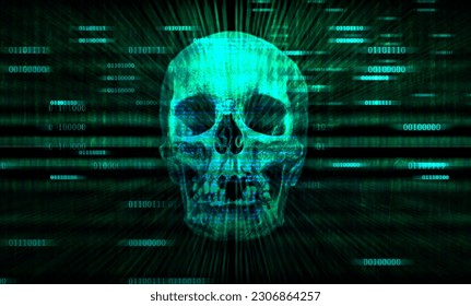 skull and code  background  danger concept 