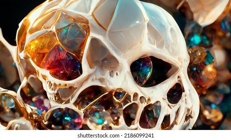 Skull Made From Diamonds And Gems Redshift