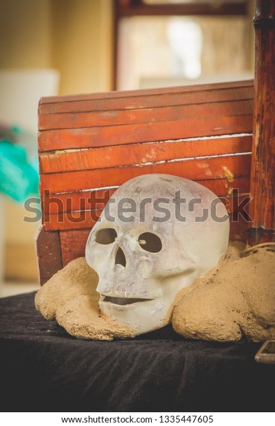 Skull Treasure Chest Party Decor Pirate Stock Image Download Now