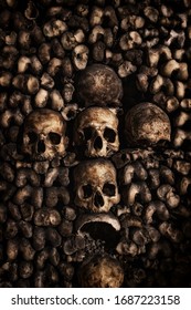 Skulls and bones at Paris catacombs