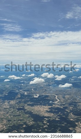 Sky above Ubon-Ratchathani province, Thailand! it's cloudy See the view of the Mun River below.