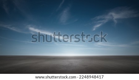 Sky Background Cloud Horizon with Dark Asphalt Floor Empty Scene