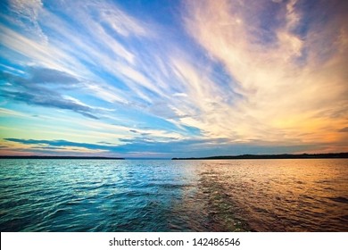 Sky background on sunset. Nature composition