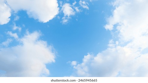 Sky background texture. Clean air daytime bright blue sky and clouds.