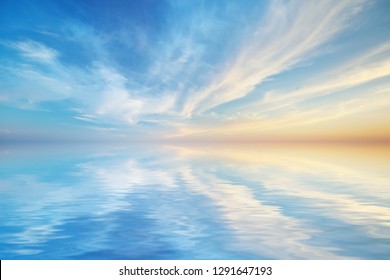 Sky Background And Water Reflection. Element Of Design.