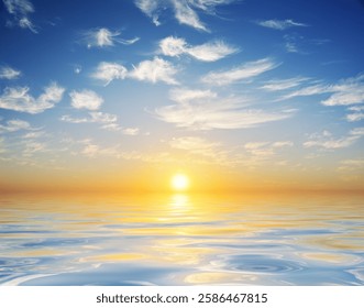 Sky background and water reflection. Element of design.