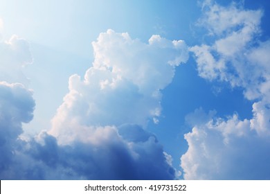 Sky, Beautiful Blue Sky With Clouds For Background, Sky Bright Clear On Summer