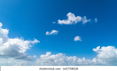 Sky Beautiful With Blue And White Cloud On Day Light, Nature Fluffy Cloud Sky Background.