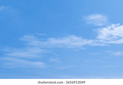Sky Blue Background With Cloud, Clear Summer Beach Vector, Spring Sunset Sun Day, Bright Cartoon Landscape, Nature Horizon, Seasonal Travel Scene, Coastal Illustration, Weather Banner And Copy Space.