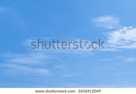 Sky Blue Background With Cloud, Clear Summer Beach Vector, Spring Sunset Sun Day, Bright Cartoon Landscape, Nature Horizon, Seasonal Travel Scene, Coastal Illustration, Weather Banner And Copy Space.