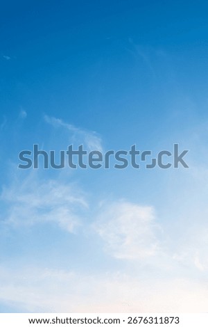 Sky blue background.Vertical Spring sky,cloud with morning light,Summer clear sky,white cloudy, over beach and sunlight, illustration sunrise for environment day,Cartoon Nature in Winter season