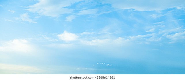 Sky Blue Cloud Background White Cloudy Summer Clear Light Beauty Texture Spring Day Horizon Air Sun Suny Clean Landscpae Fresh Morning Bright Nature Skyline Fluffy Calm View Scene Panorama Image.