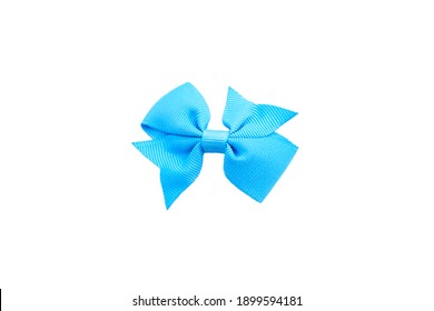 Sky Blue Hair Bow Isolated On White.