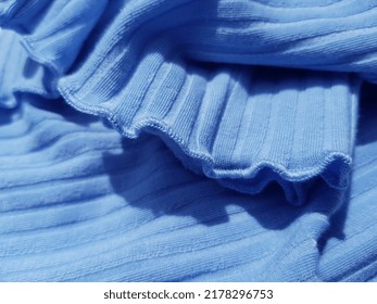 Sky Blue Jersey With Folds, With A Wavy Border Along The Edge (macro, Elastic Band Width - 4mm, Texture).