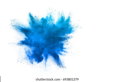 Sky Blue powder explosion isolated on white background - Shutterstock ID 693801379