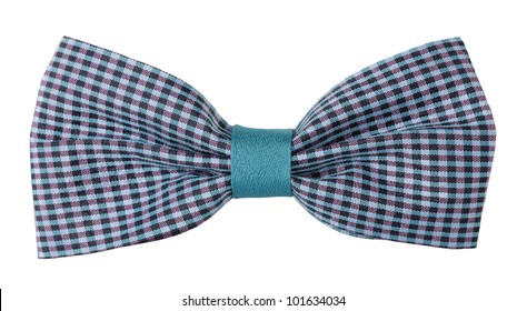 Sky Blue Purple Plaid Bow Tie