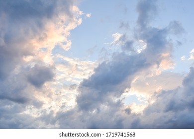 Sky Blue And Yellow Pastel Colors. Before Or After Storm. Background