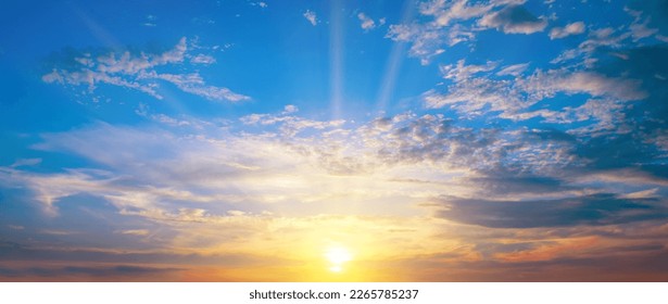 Sky with bright sunise. Wide photo. - Shutterstock ID 2265785237