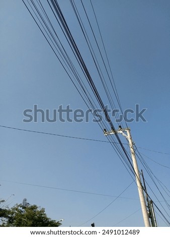 sky, cable, blue sky, cloud, tree, bright