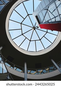 The sky in the ceiling of the building