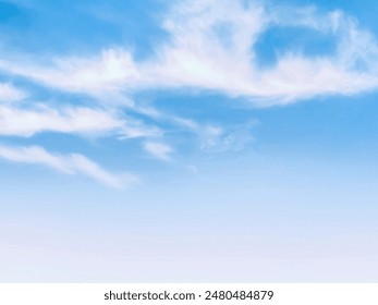 The sky is clear in the morning. The clouds float and clump like cotton. The white clouds and blue sky alternate with white clouds in the atmosphere.