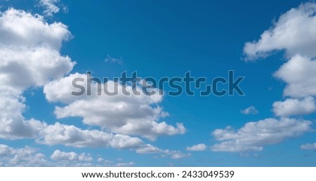 Sky and Cloud Timelapse. White clouds. Blue sky. Lighting in cloudy. Nature timelapse clouds at sun day. Good Weather. Video Sky Landscape. Cloud time lapse background.