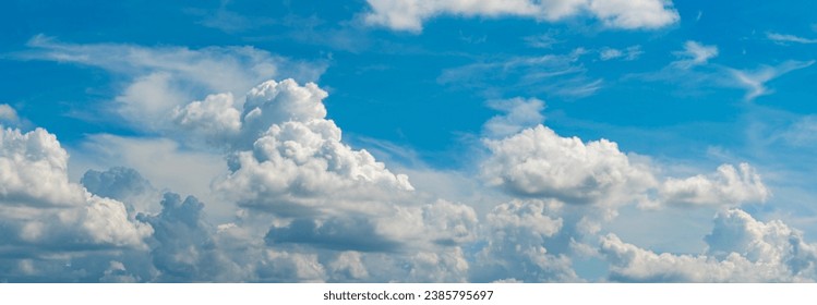 Sky and clouds concept, sky blue and whit cloud on daytime panorama photo for creative design graphic, sky nature background or clouds wallpaper abstract landscape, freedom life show fresh on summer