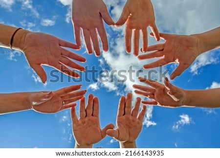 Similar – Image, Stock Photo limbs Hand Clouds