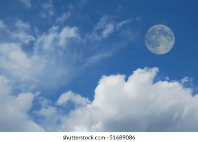 Sky with clouds and Moon