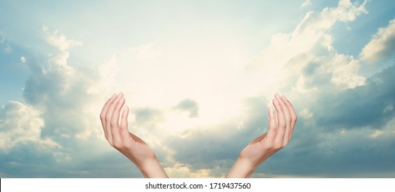 Sky clouds with open hands