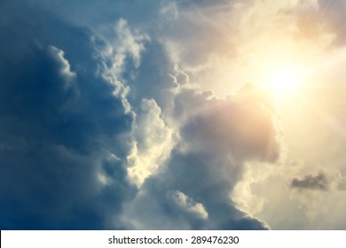 Sky With Clouds And Sun