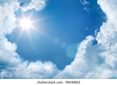 Sky With Clouds And Sun