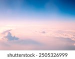 sky with clouds at sunset or dawn, pink and blue color, clouds, natural background