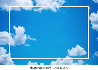 sky and cloudy day background with frame for graphicdesign
