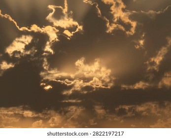 Sky of a cloudy summer sunset