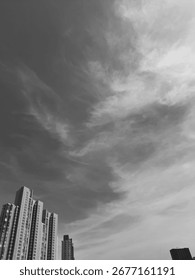 sky crapper with beatiful sky in deep motion
