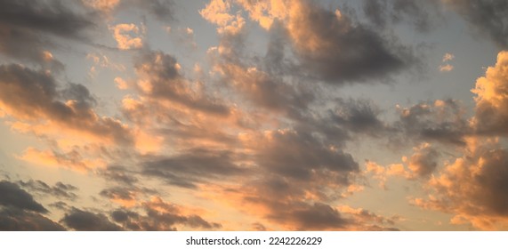 Sky with dark cloud and sunlight before sunset in the evening, Natural background