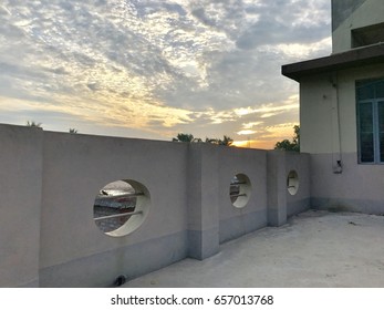 The sky in the dawn from the rooftop