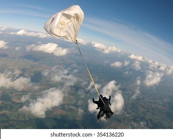 Sky Diving Tandem Parachute In A Soft Focus